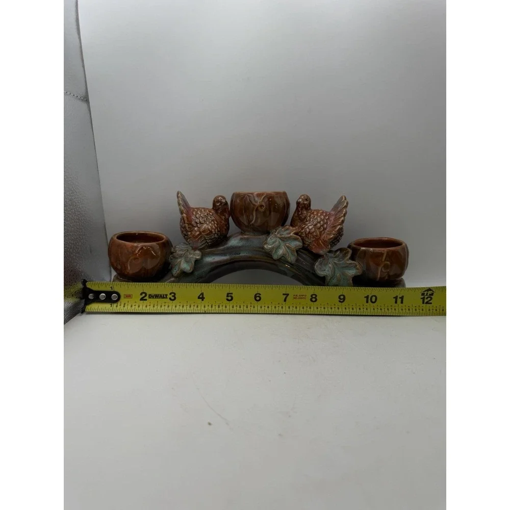 Vintage Ceramic Turkey 3 Light Candle Holder Thanksgiving Pumpkin Centerpiece